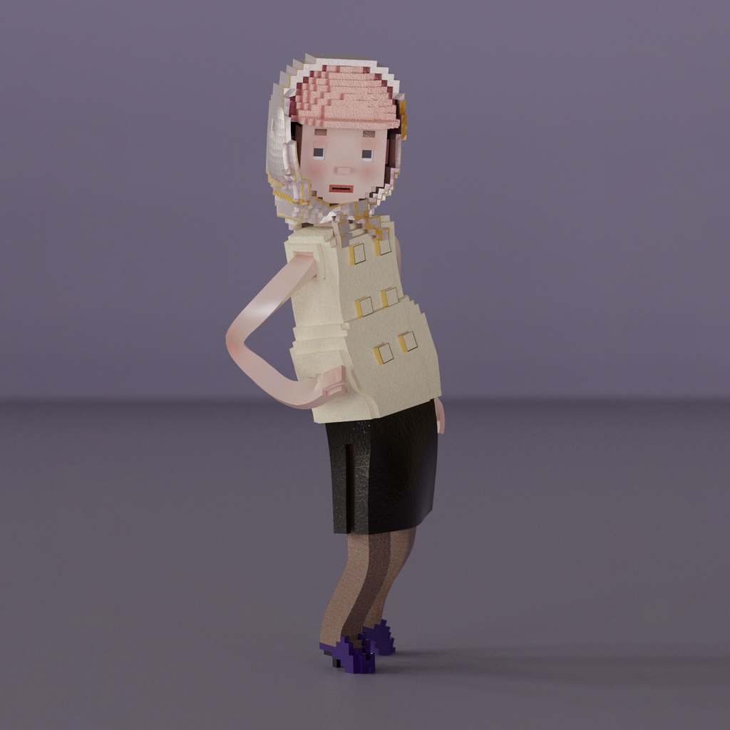 Mina|ファッション系VRM1.0 オリジナル3Dアバター(Cluster対応/ボクセル)