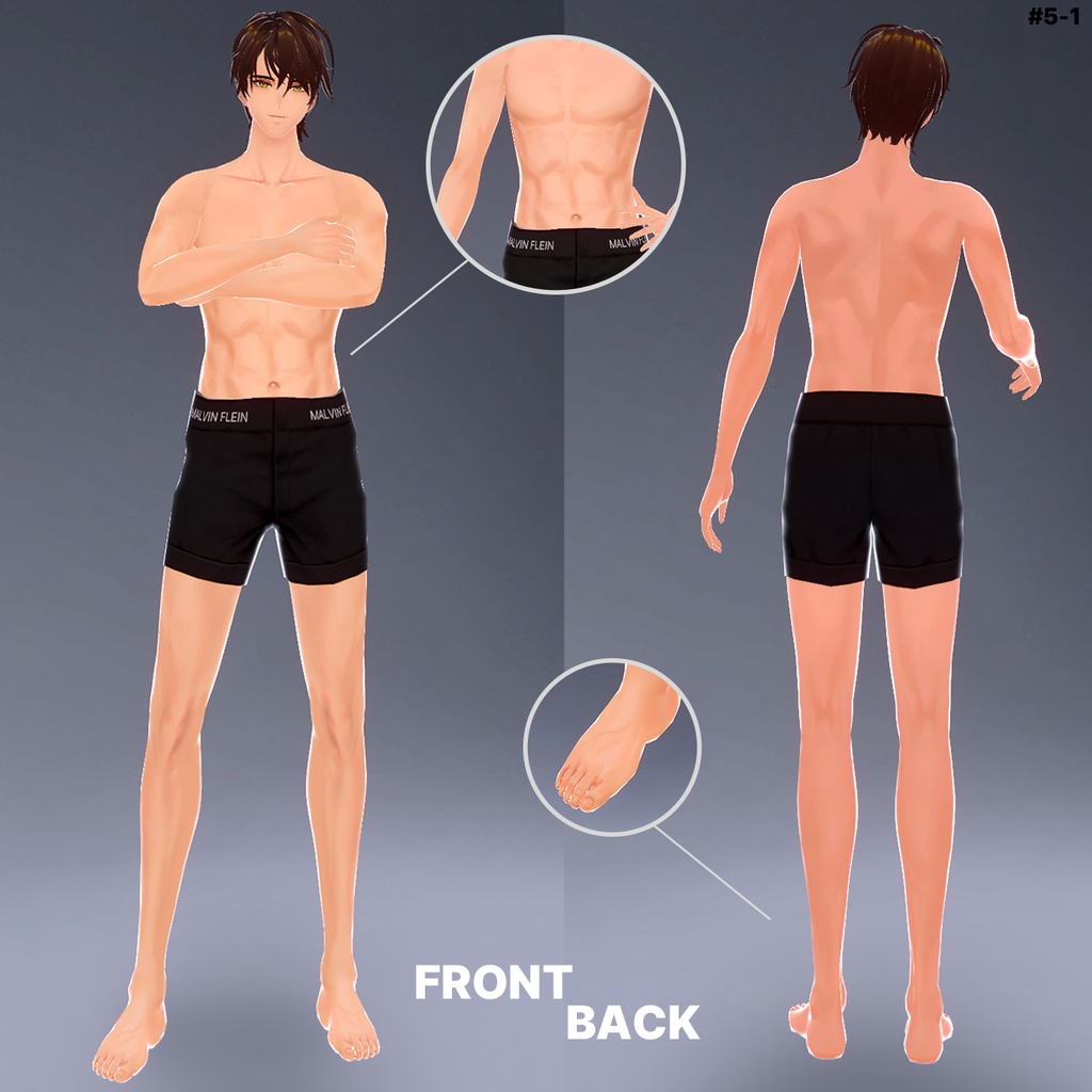 ▶【V Roid】 BODY AESTHETIC / 肌 テクスチャ: 筋肉、腹筋+下着