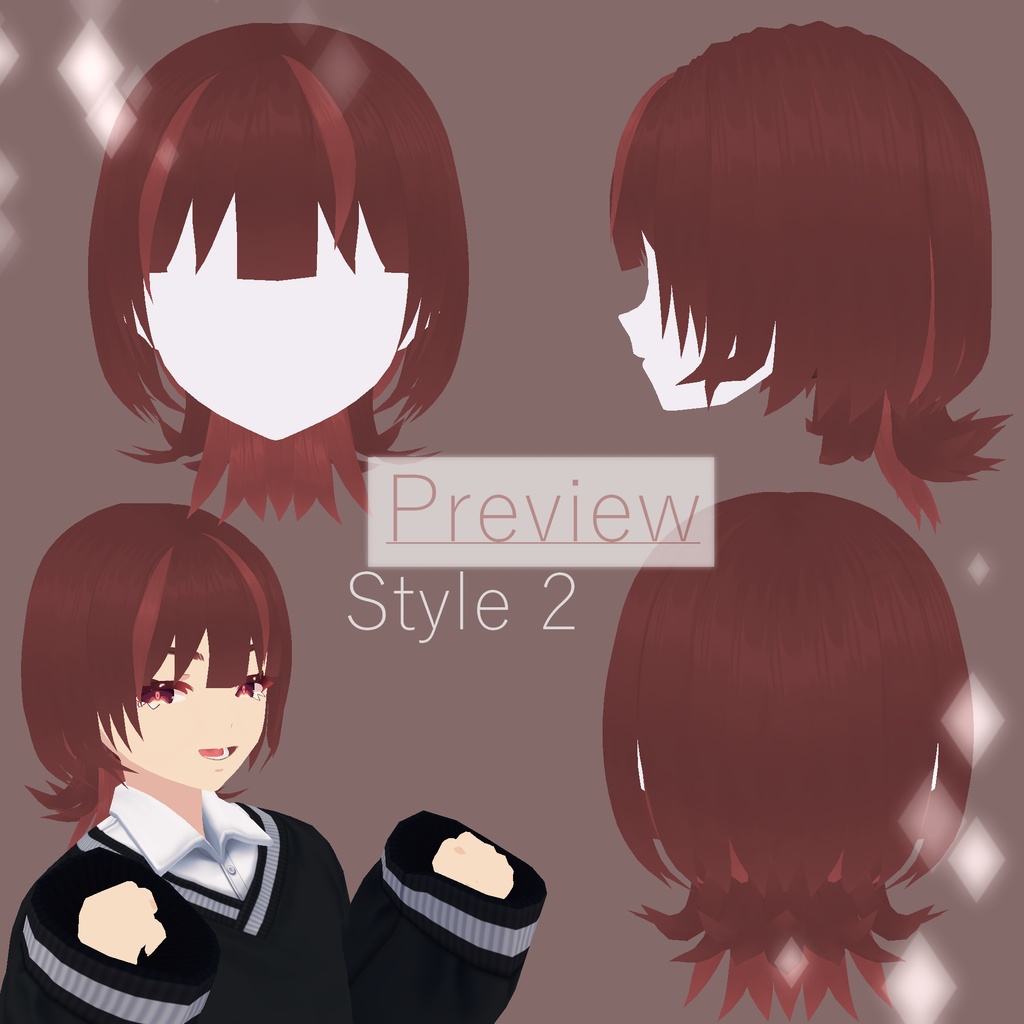 Vroid 大人ウルフヘア Hair Wolfcut Ravenn Booth