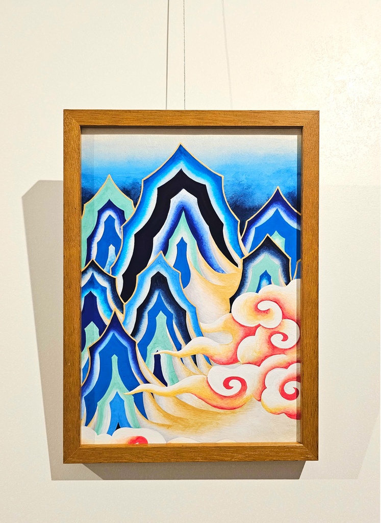 【旧作原画】「山脈」A4サイズ 額縁つき