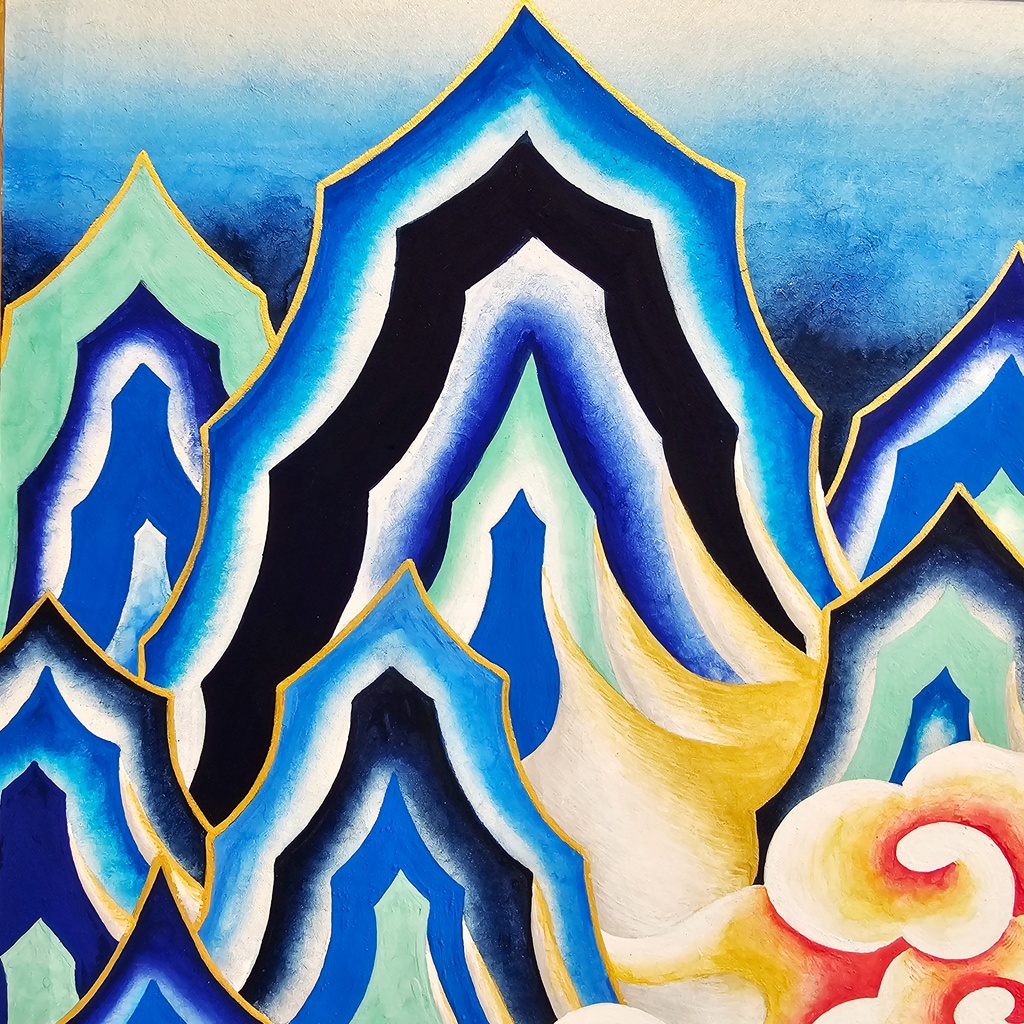 【旧作原画】「山脈」A4サイズ 額縁つき