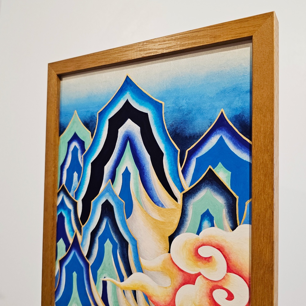 【旧作原画】「山脈」A4サイズ 額縁つき