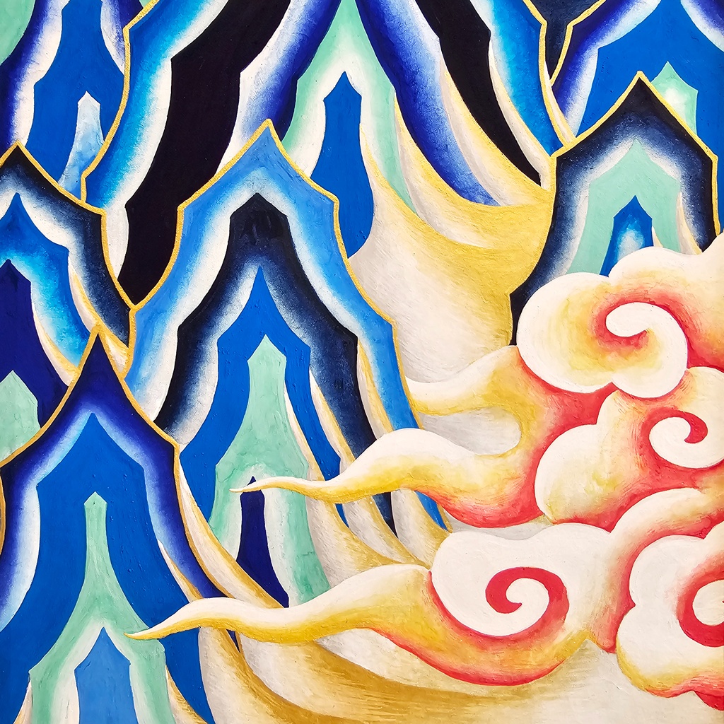 【旧作原画】「山脈」A4サイズ 額縁つき