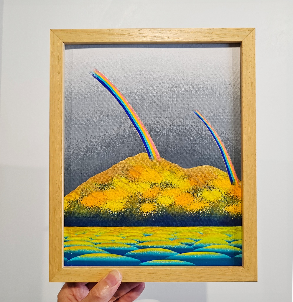 【旧作原画】「虹」25.4×20.3mm 額縁つき