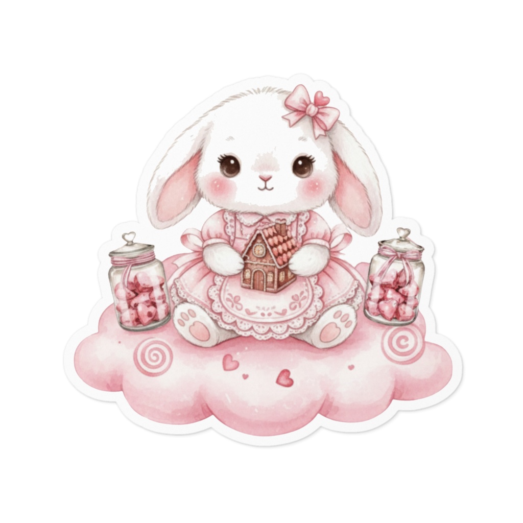 【バレンタイン×白うさ】水彩アンティーク風ステッカー