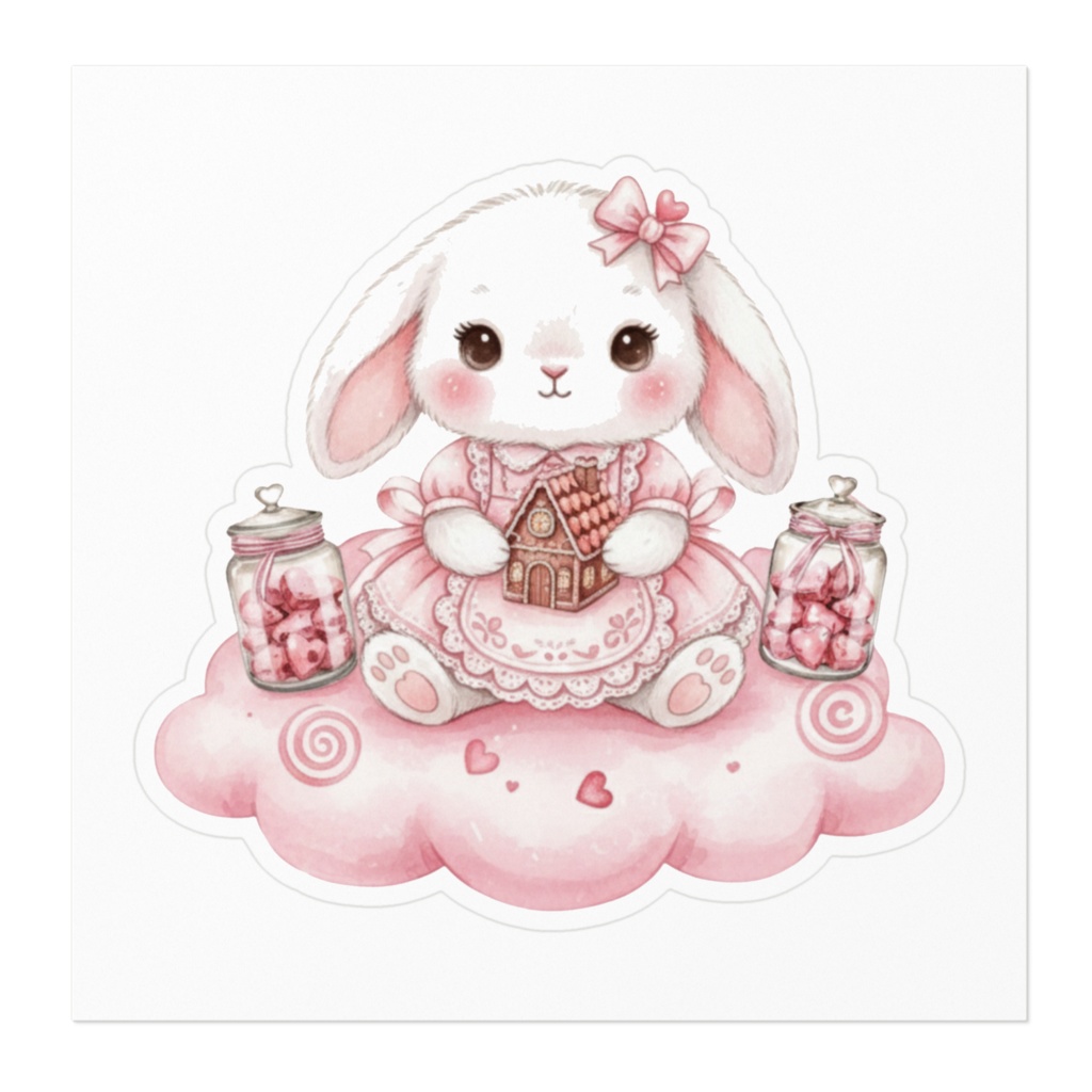 【バレンタイン×白うさ】水彩アンティーク風ステッカー