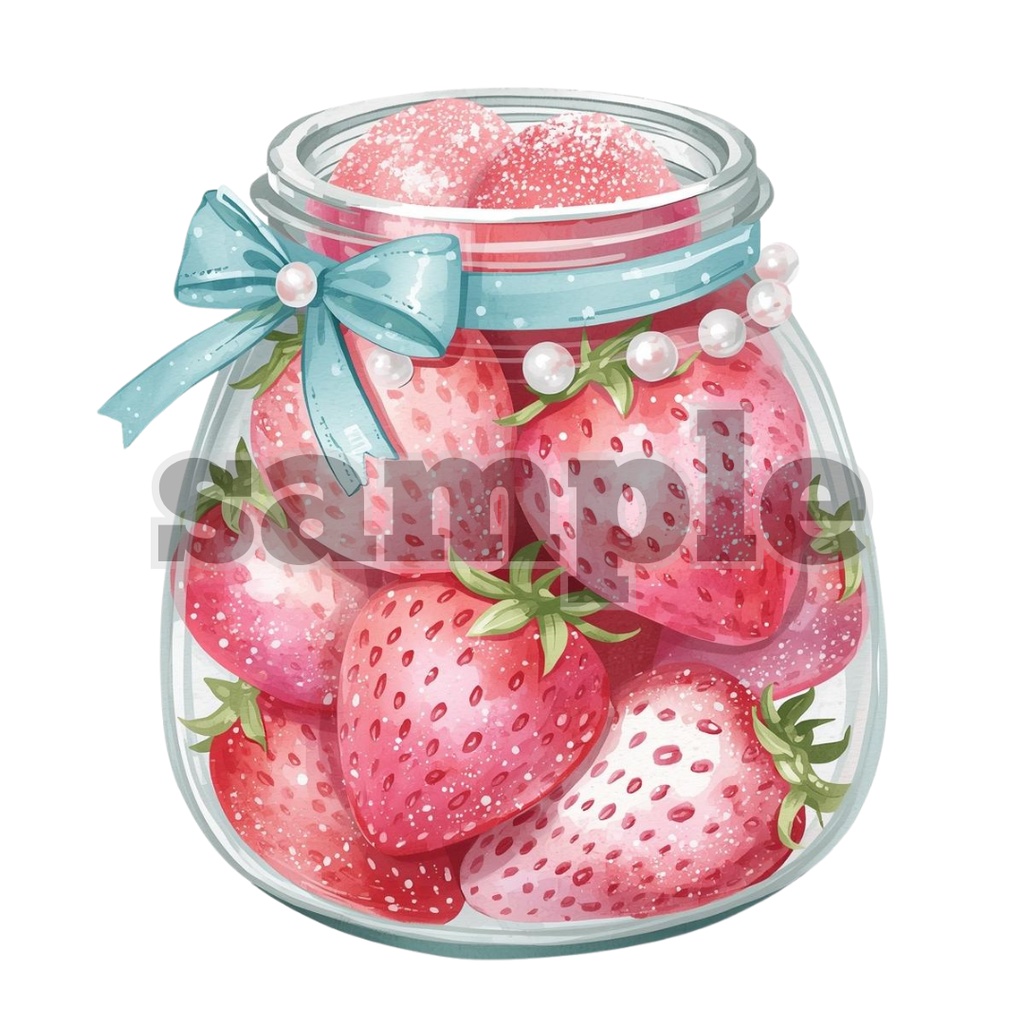 【イチゴ×スイーツ】水彩アンティーク風クリップアート20点セット|PNG背景透過