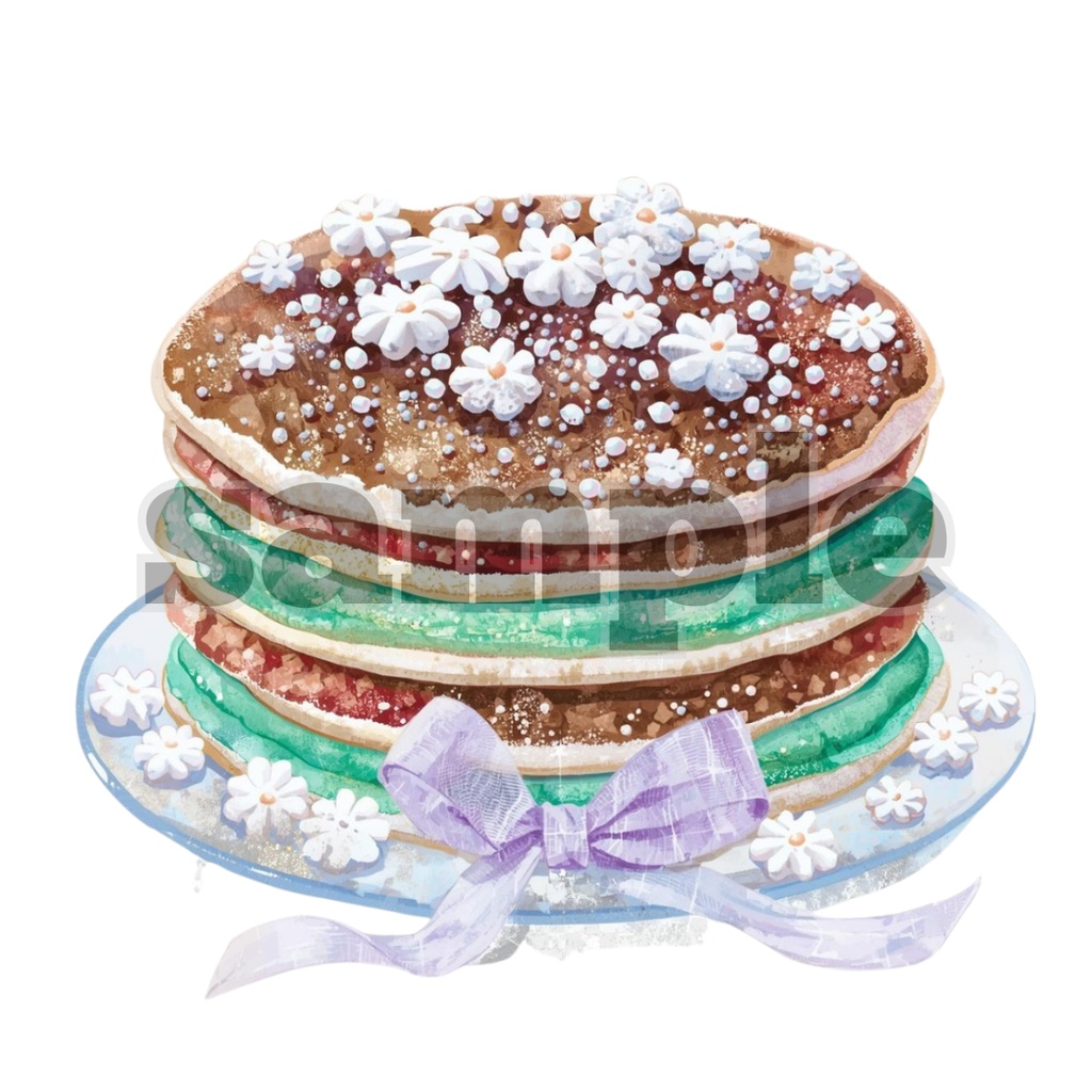 【チョコミント×ケーキ】水彩アンティーク風クリップアート30点セット|PNG背景透過