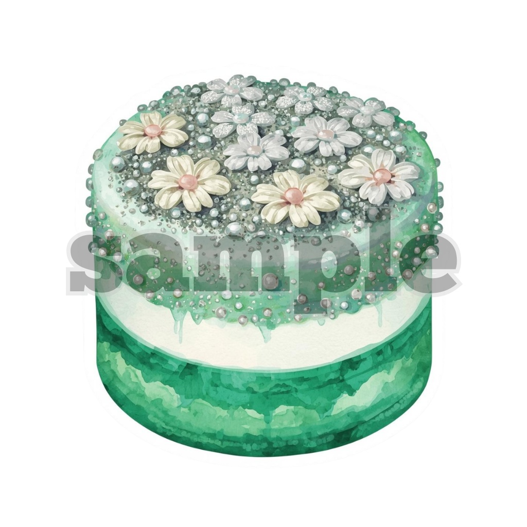 【チョコミント×ケーキ】水彩アンティーク風クリップアート30点セット|PNG背景透過
