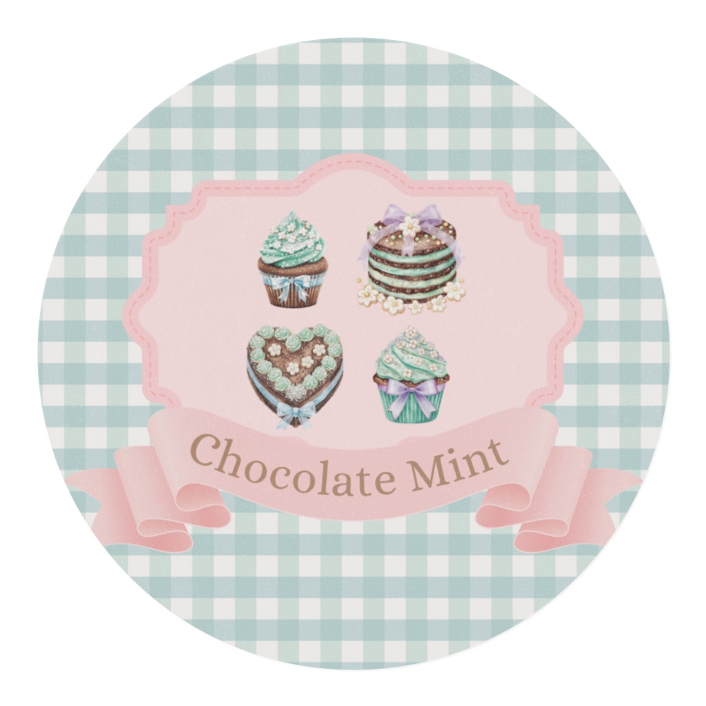 【チョコミント×ケーキ】水彩アンティーク風マスキングテープ15mm
