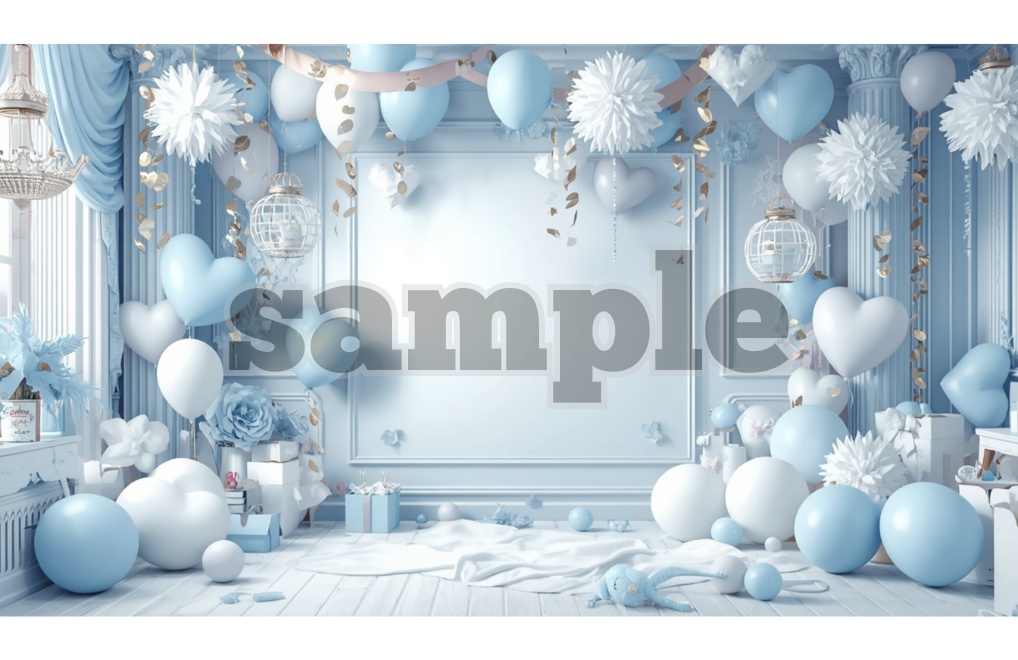【アニバーサリーRoom×水色ピンク】背景素材12セット|PNG