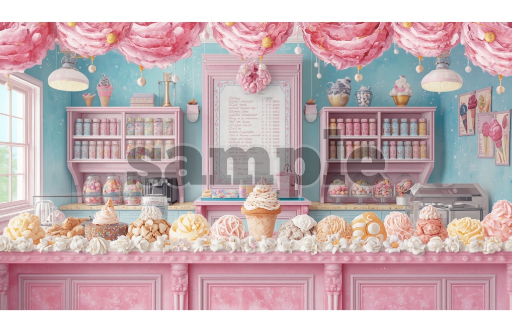 【アイスクリームショップ×パステル】背景素材12セット|PNG
