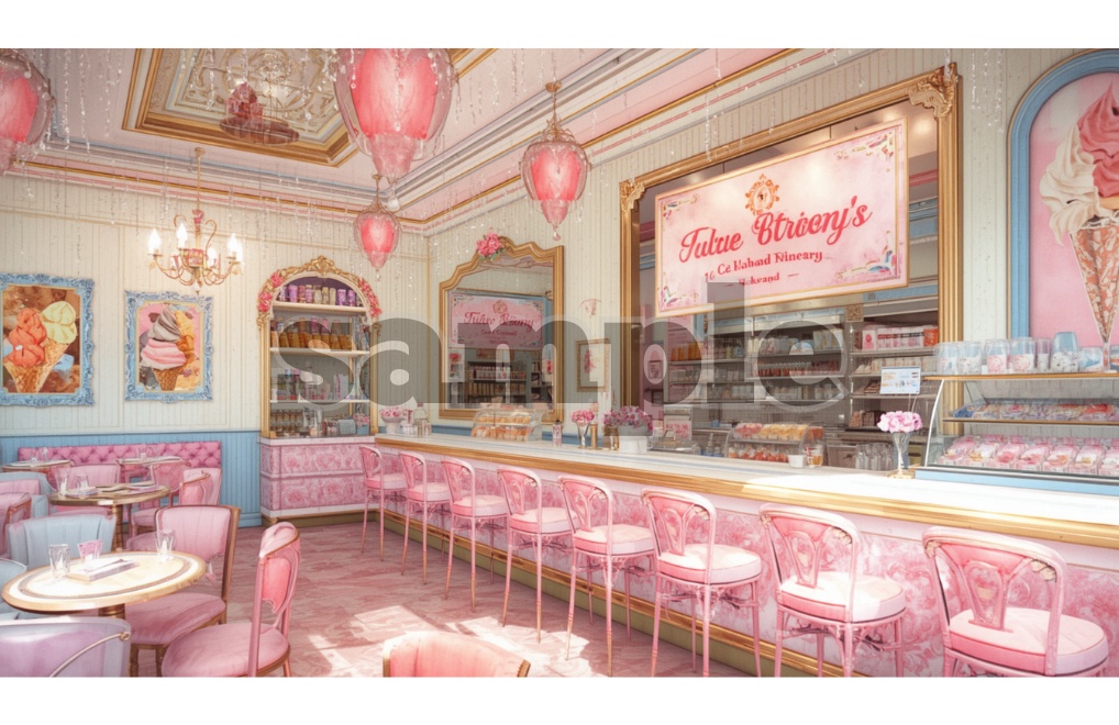 【アイスクリームショップ×パステル】背景素材12セット|PNG