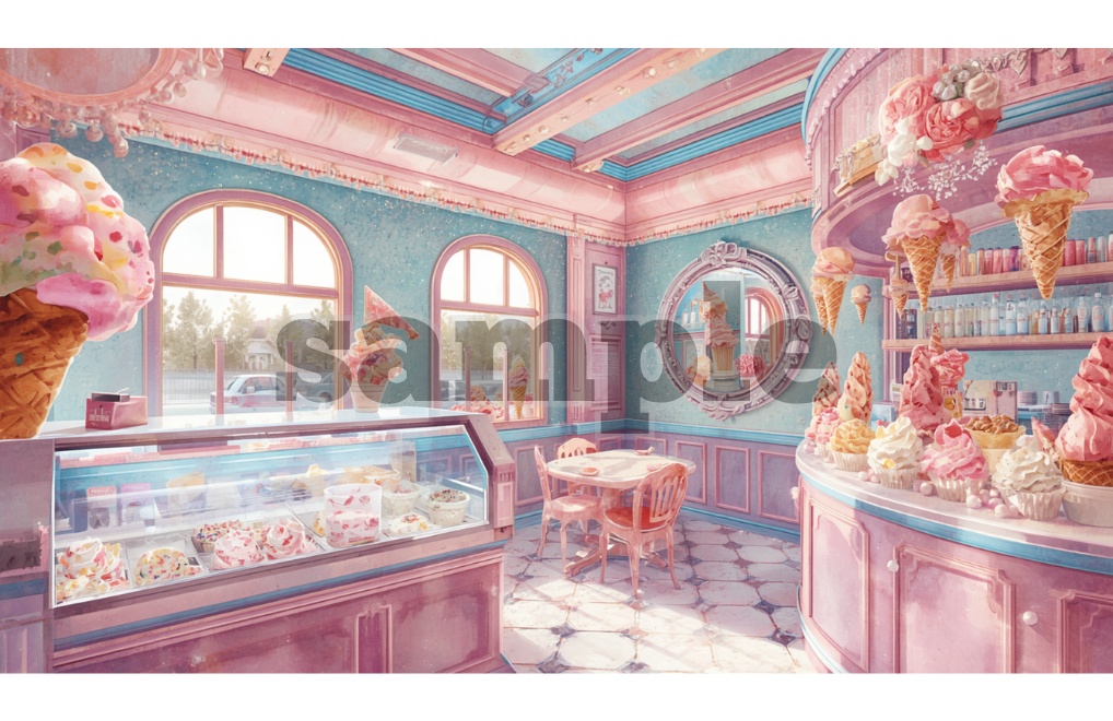 【アイスクリームショップ×パステル】背景素材12セット|PNG