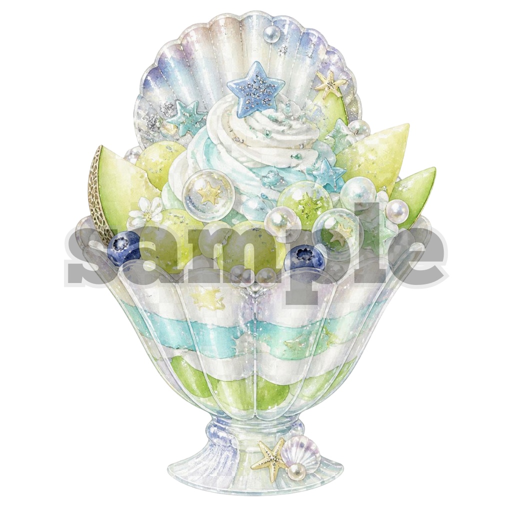 【マーメイド×スイーツ】水彩イラスト風クリップアート全21点セット|PNG背景透過