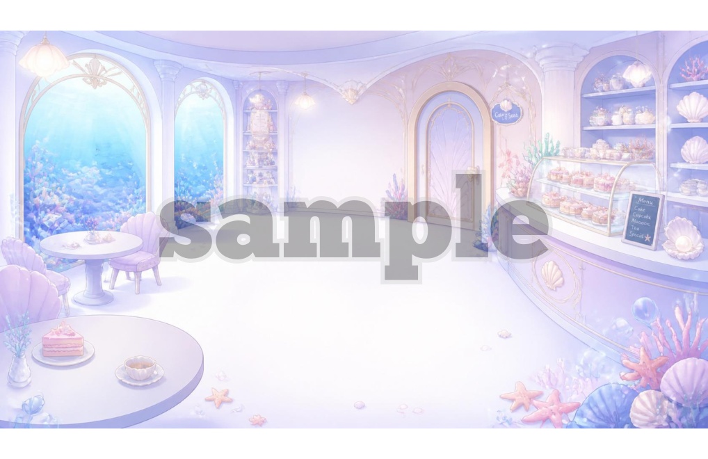【マーメイド×スイーツショップ】背景素材9セット|PNG