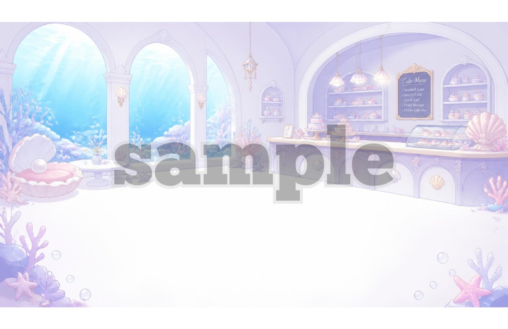 【マーメイド×スイーツショップ】背景素材9セット|PNG