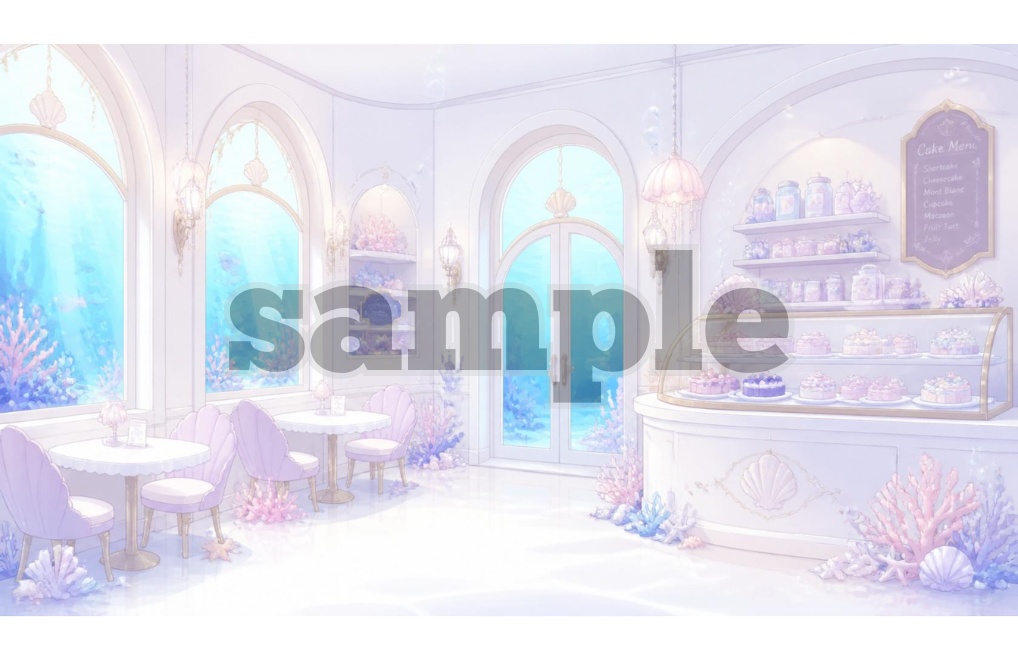 【マーメイド×スイーツショップ】背景素材9セット|PNG
