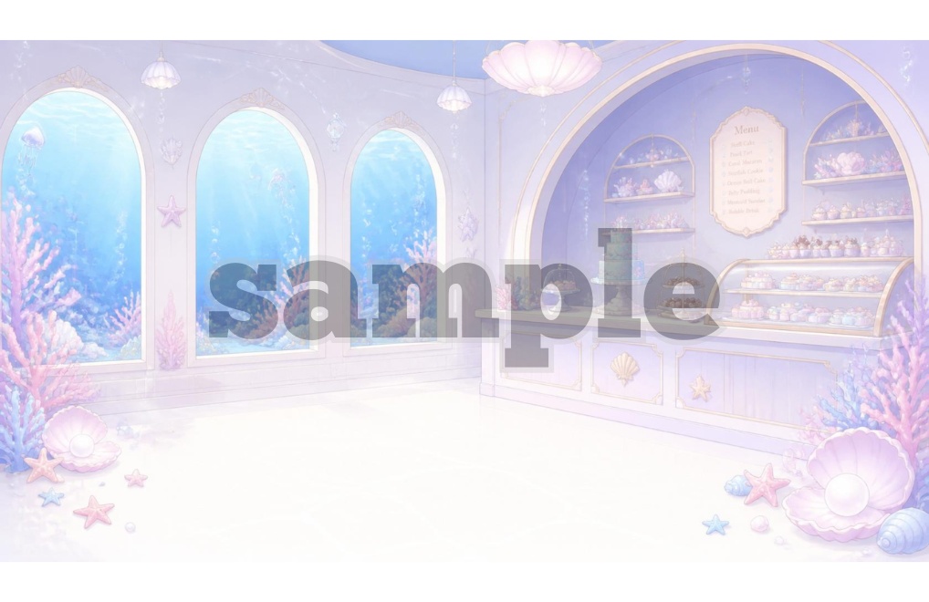 【マーメイド×スイーツショップ】背景素材9セット|PNG