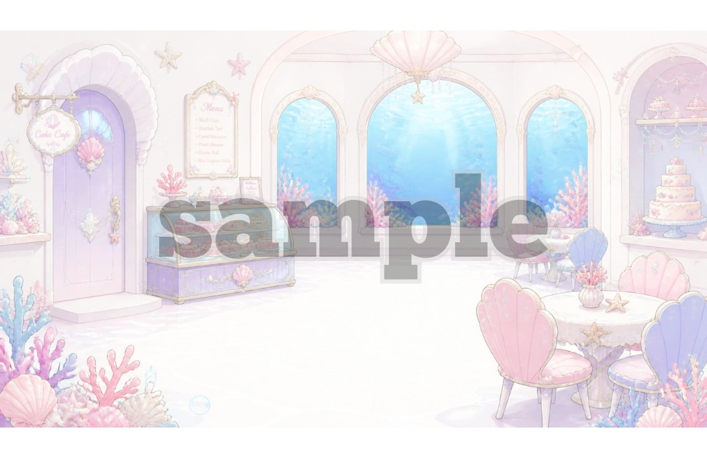 【マーメイド×スイーツショップ】背景素材9セット|PNG
