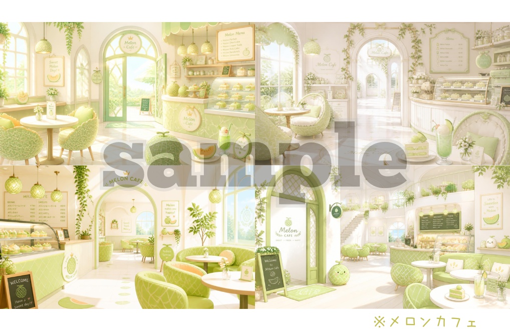 【フルーツカフェ】背景素材32点セット|PNG