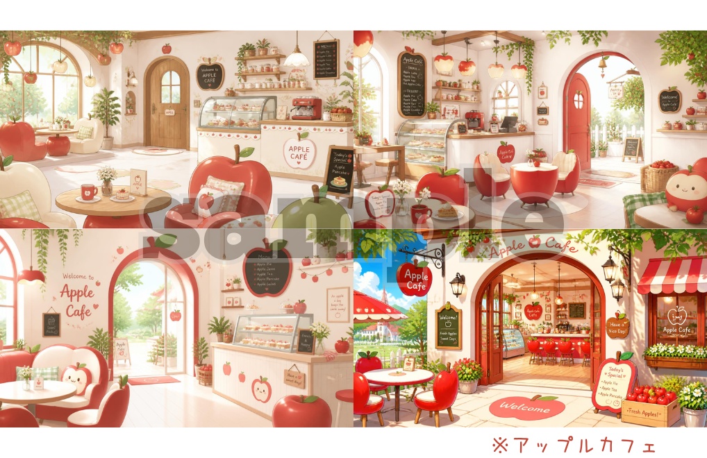 【フルーツカフェ】背景素材32点セット|PNG