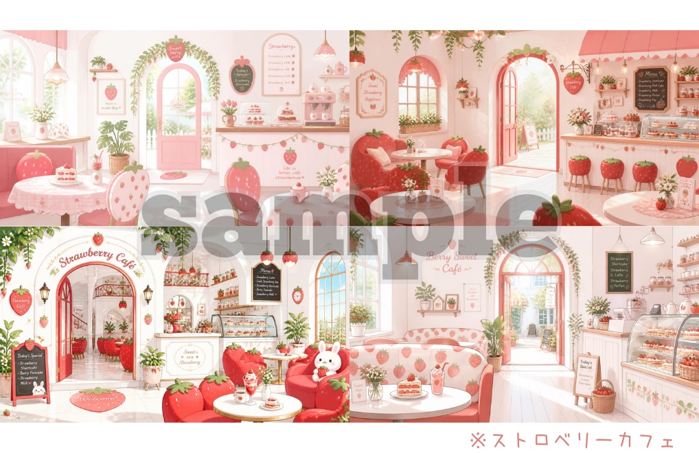 【フルーツカフェ】背景素材32点セット|PNG