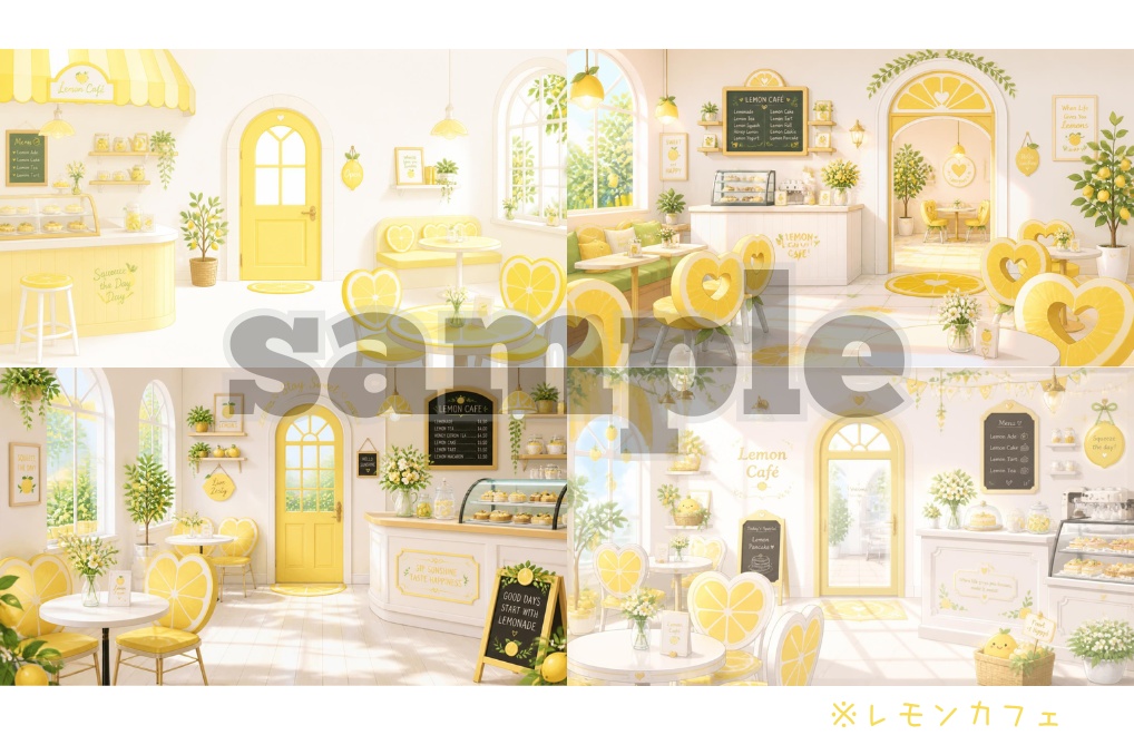 【フルーツカフェ】背景素材32点セット|PNG