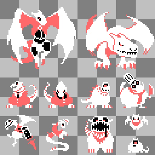 3色ドラゴンのドット絵セット