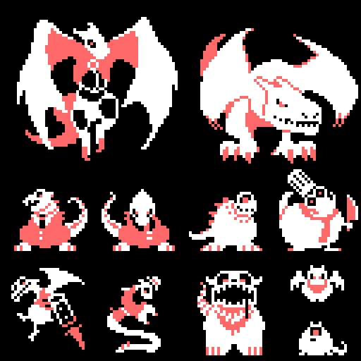 3色ドラゴンのドット絵セット