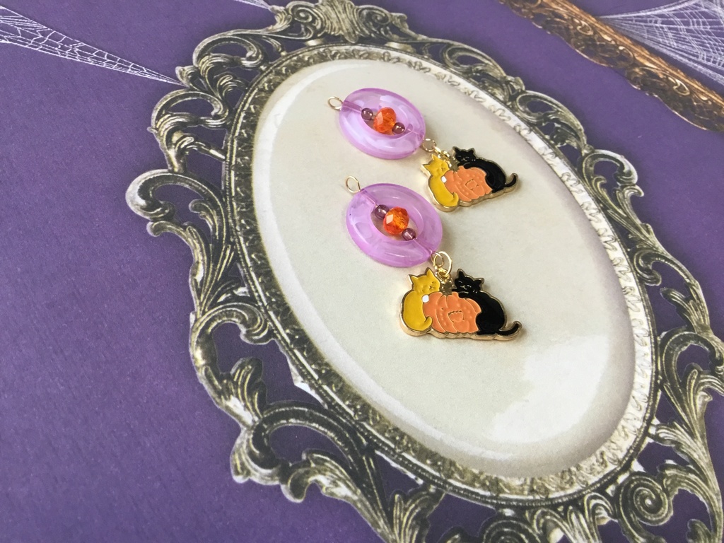 かぼちゃとねこちゃん (ピアス イヤリング)