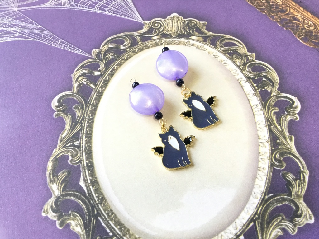 こうもりにゃん (ピアス イヤリング)