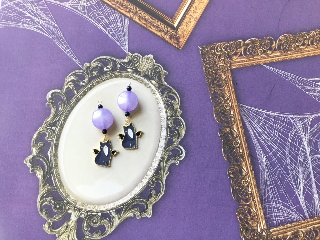 こうもりにゃん （ピアス イヤリング）