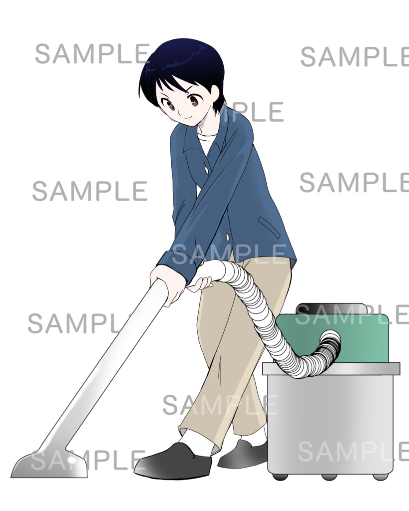 床を掃除する人