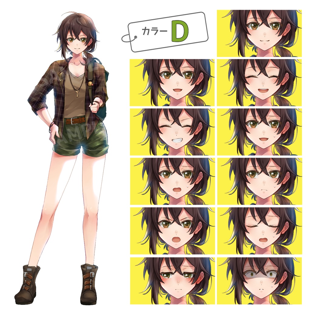 アクティブ系の女の子/表情11種