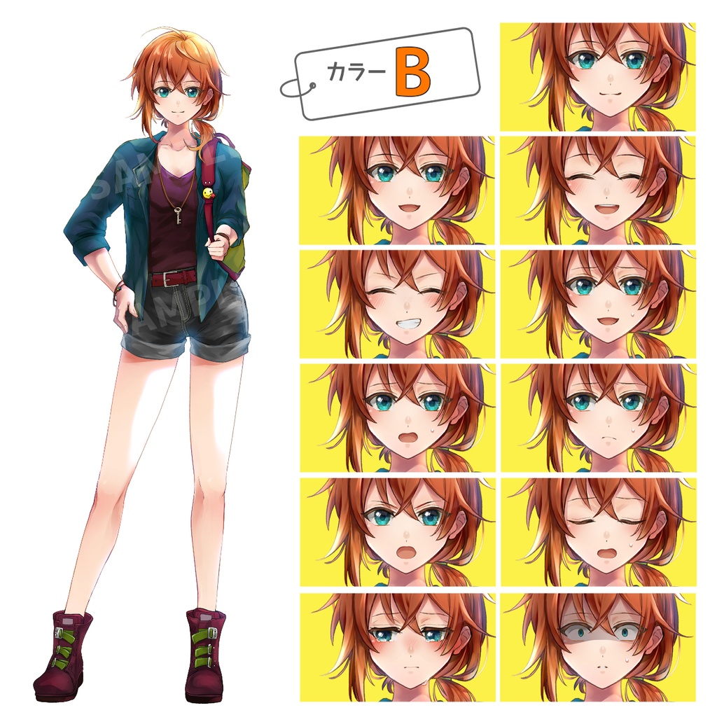 アクティブ系の女の子/表情11種