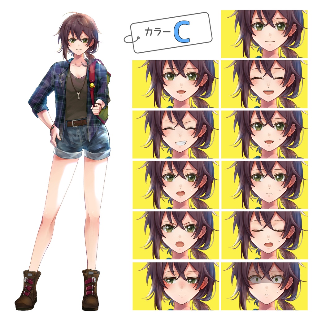 アクティブ系の女の子/表情11種