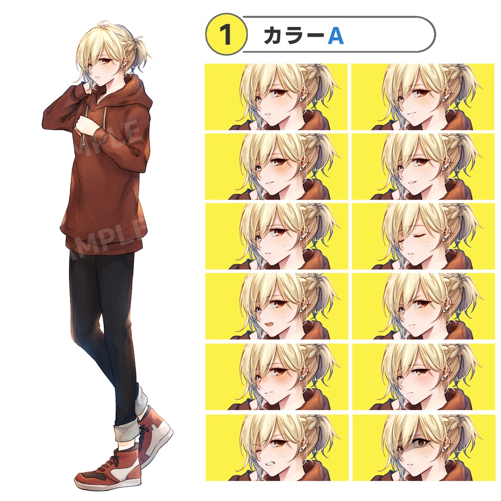 パーカーの女の子/表情12種