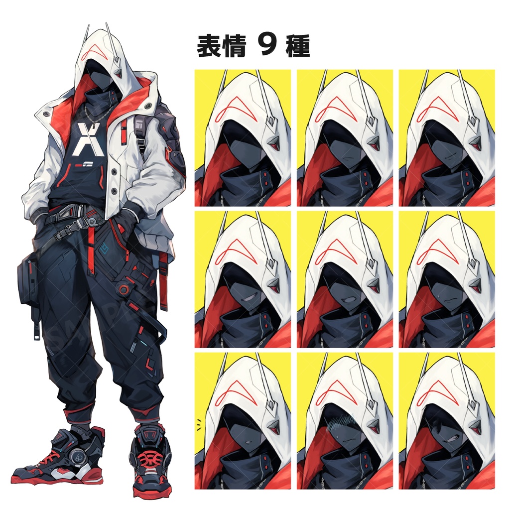 サイボーグ風の男性(表情9種)