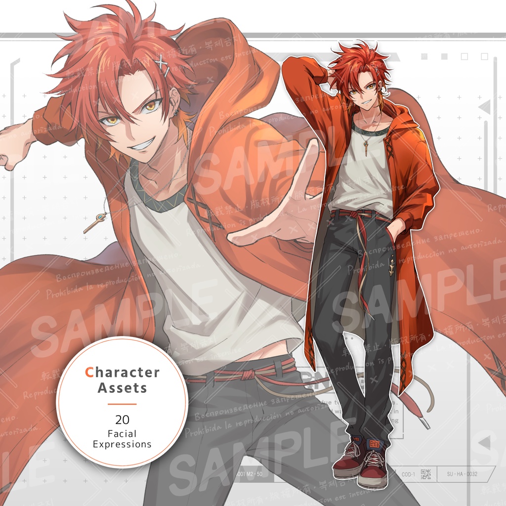 赤髪の男性（ポーズ2種・返り血セット）