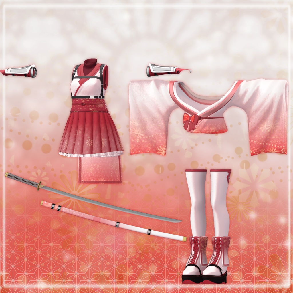 【発売記念セール中】【8アバター対応】-鉄火神楽-【VRChat向け衣装】