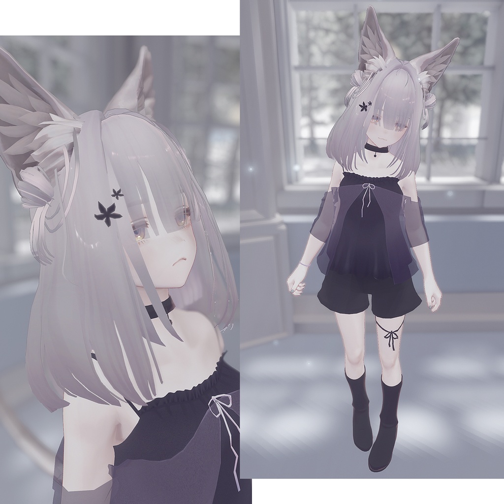 【2way】Twin Half-up Bun Hair|ロング化シェイプキー+お団子ON/OFF