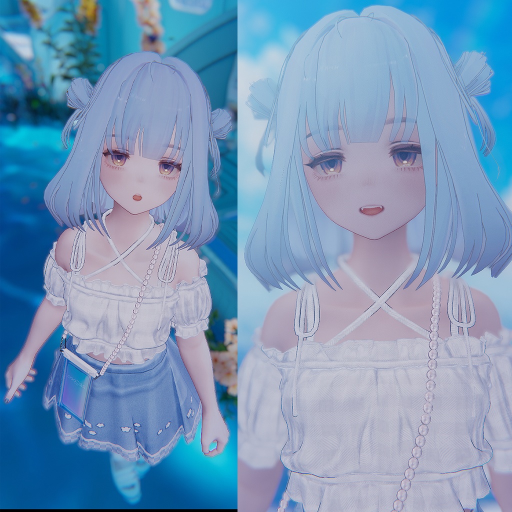 【2way】Twin Half-up Bun Hair|ロング化シェイプキー+お団子ON/OFF