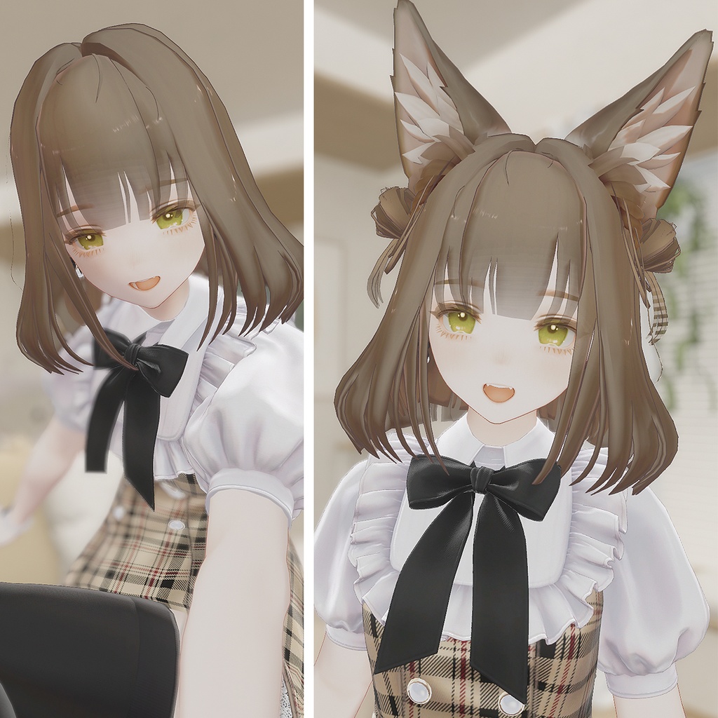 【2way】Twin Half-up Bun Hair|ロング化シェイプキー+お団子ON/OFF