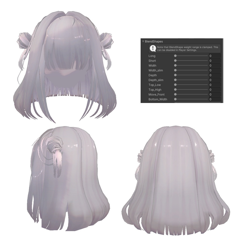 【2way】Twin Half-up Bun Hair|ロング化シェイプキー+お団子ON/OFF