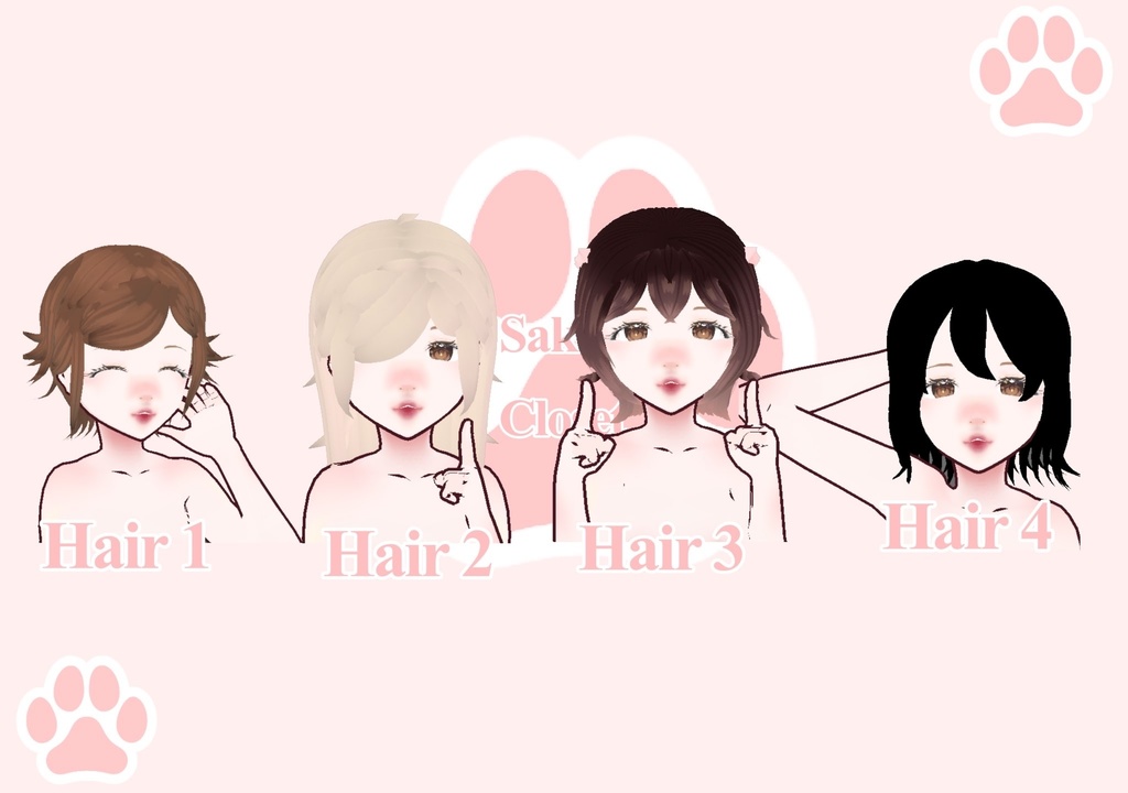 4 hair vroid pack!