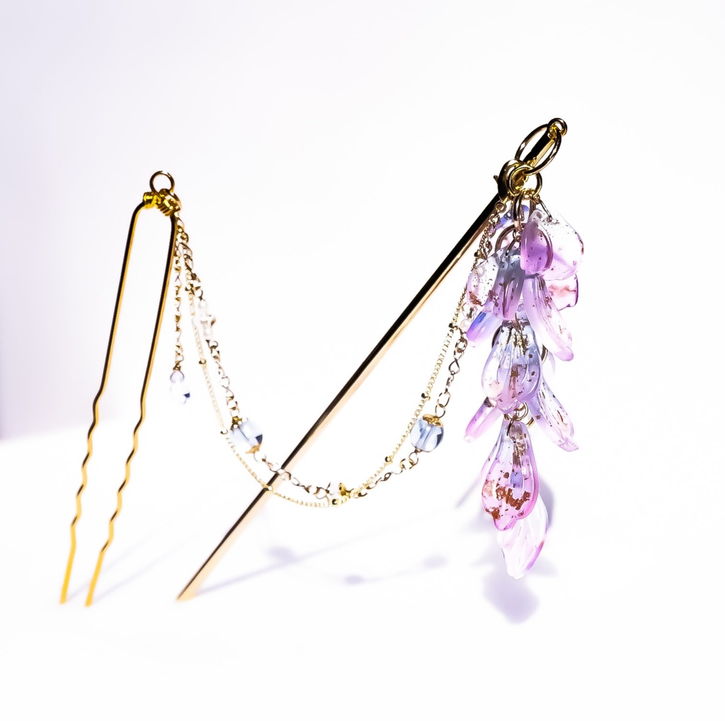 【3way】藤の花の簪とチャーム【限定1つ】