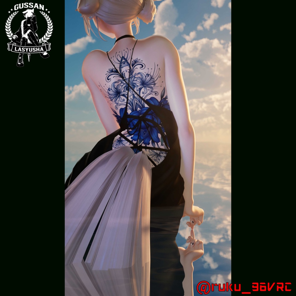 3日間セール価格6/17まで『蒼百合×彼岸花』 タトゥーデカール GSshop