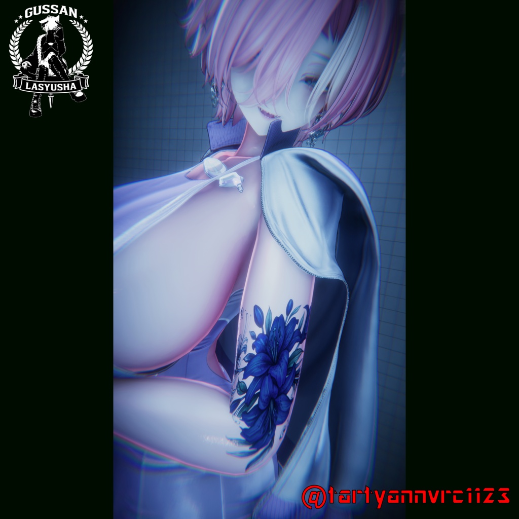 3日間セール価格6/17まで『蒼百合×彼岸花』 タトゥーデカール GSshop