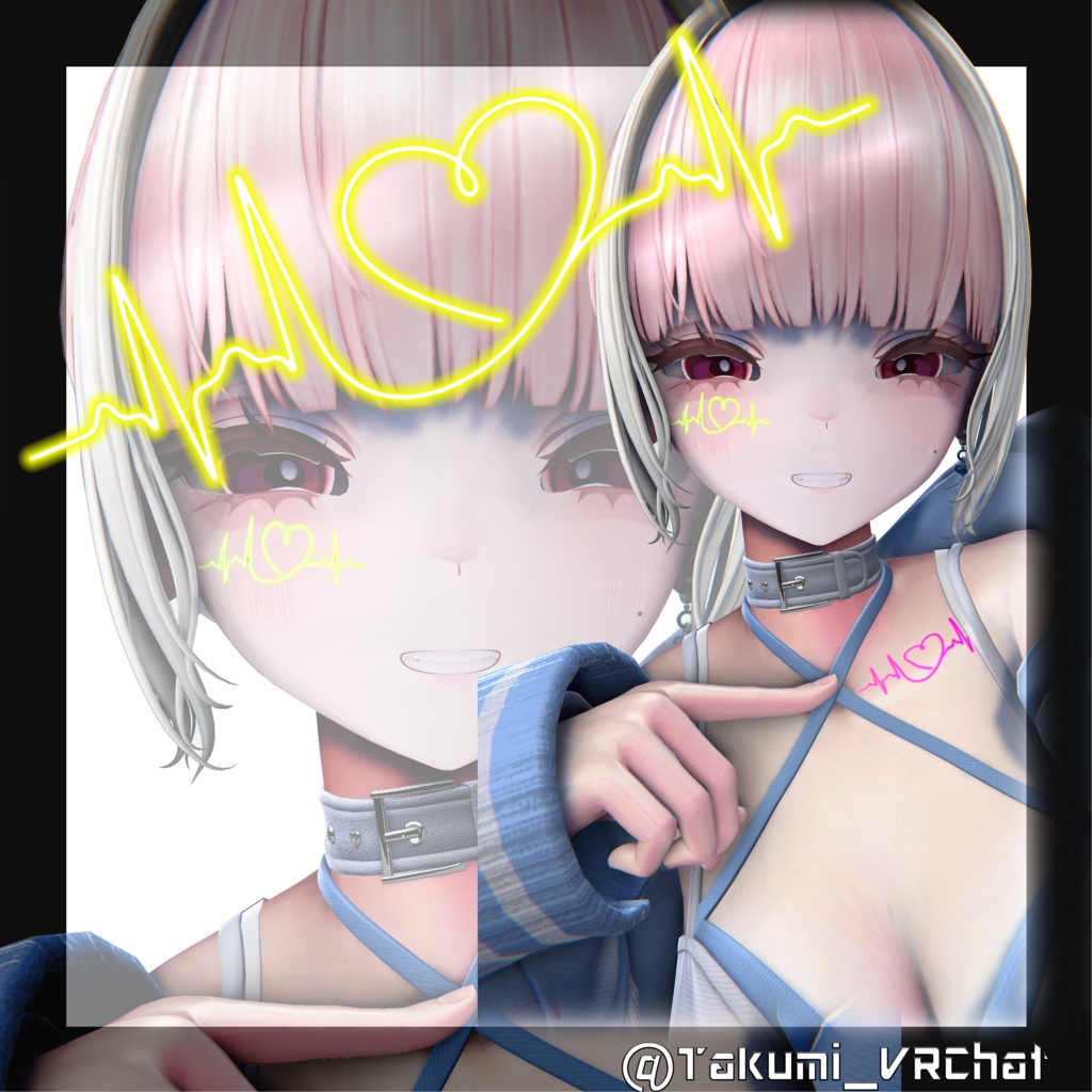 『Heart Beat』ハートの心電図タトゥーデカール GSshop